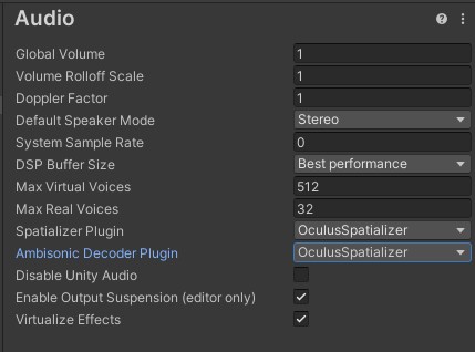 Project Settings - Audio